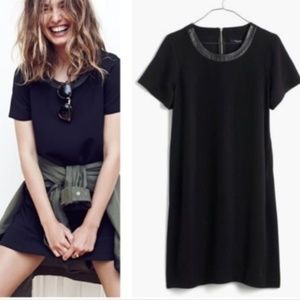 Madewell | Leather Trim Black Shift Dress